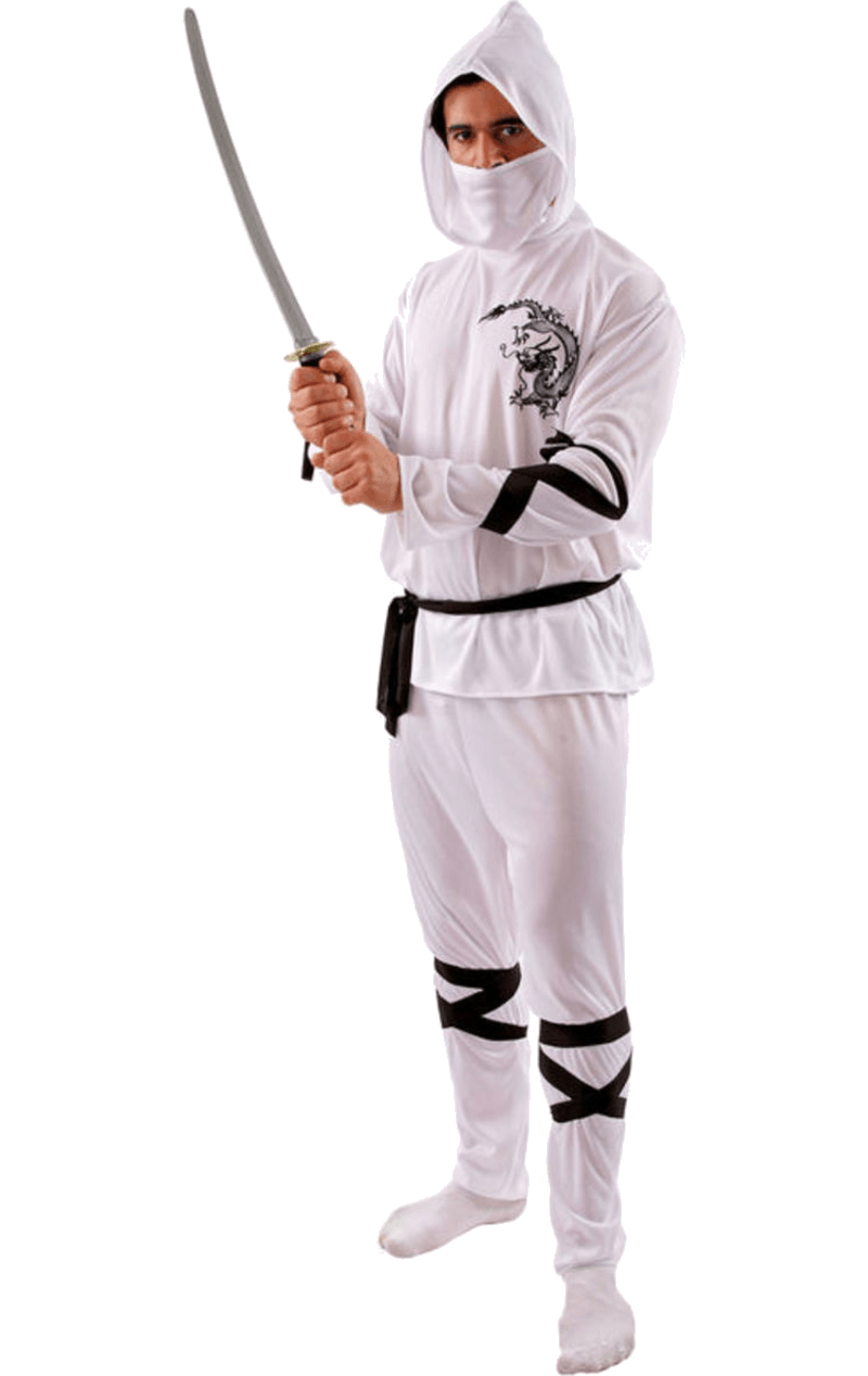 Erwachsene weiße Ninja -Kostüm