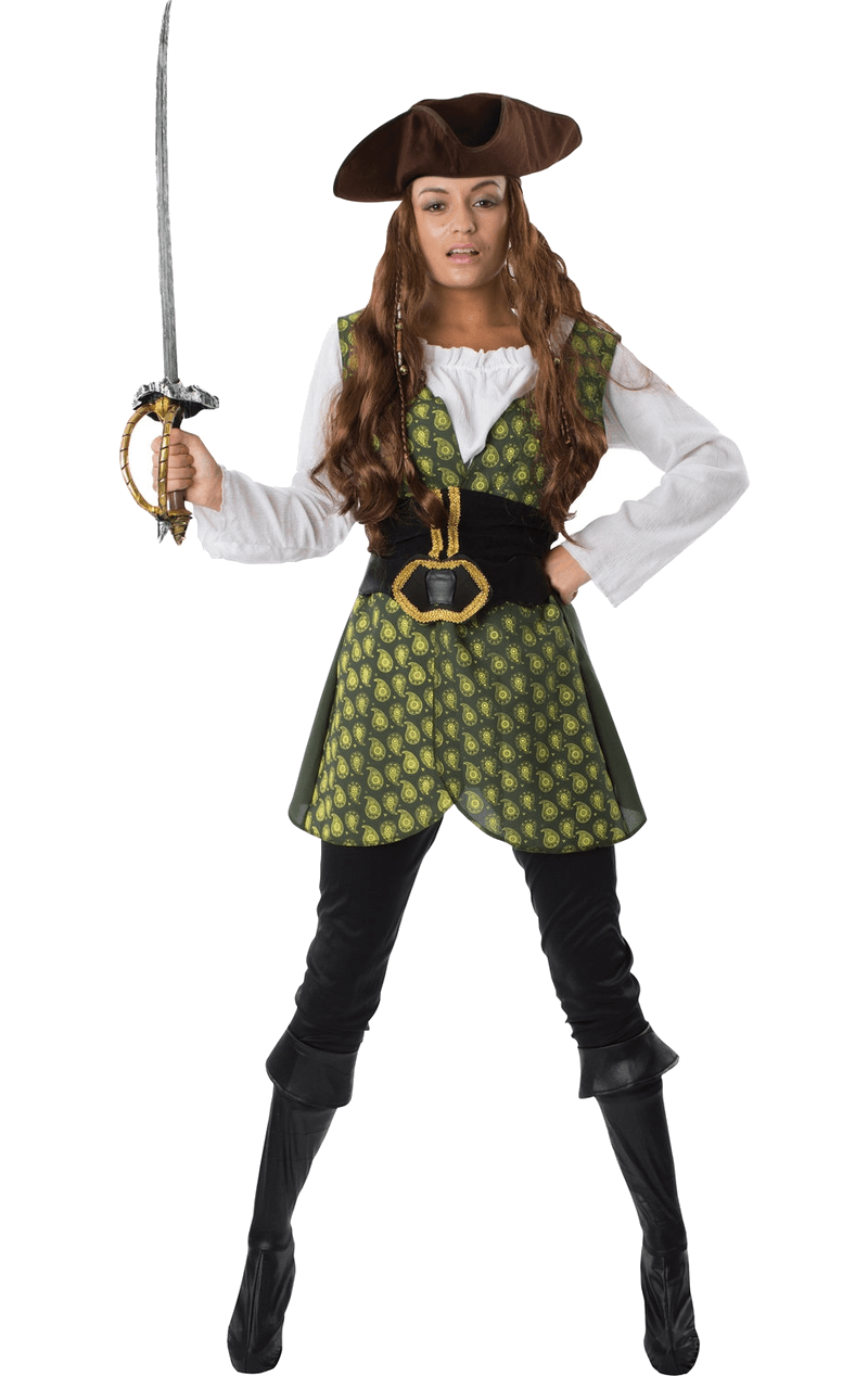 Costume de pirate vert pour femme
