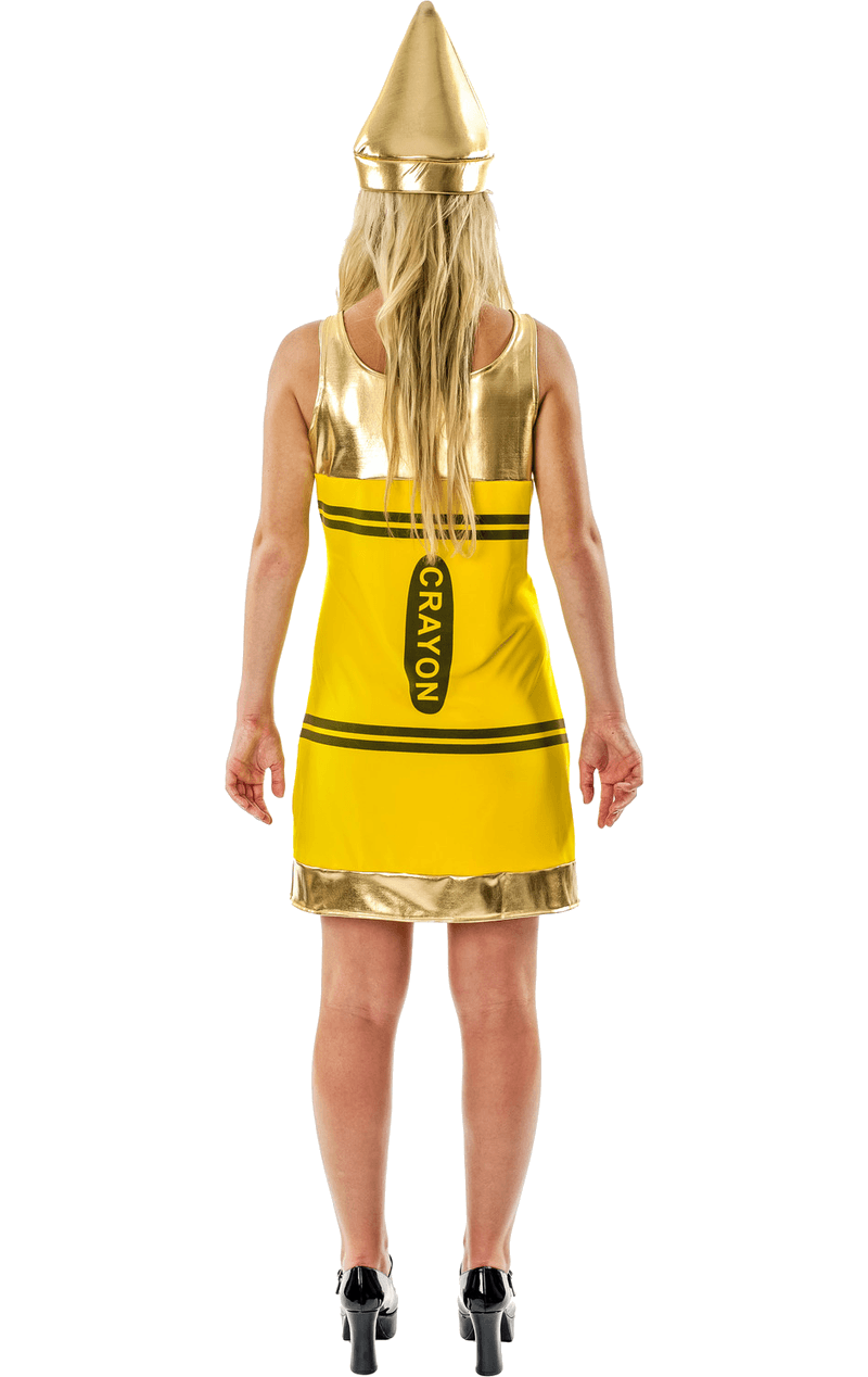 Womens Yellow Crayon Dress Costume