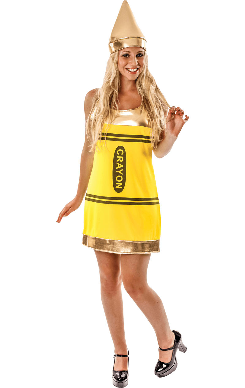 Womens Yellow Crayon Dress Costume