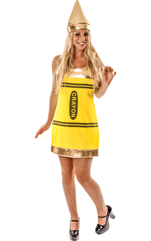 Déguisement robe crayon jaune femme