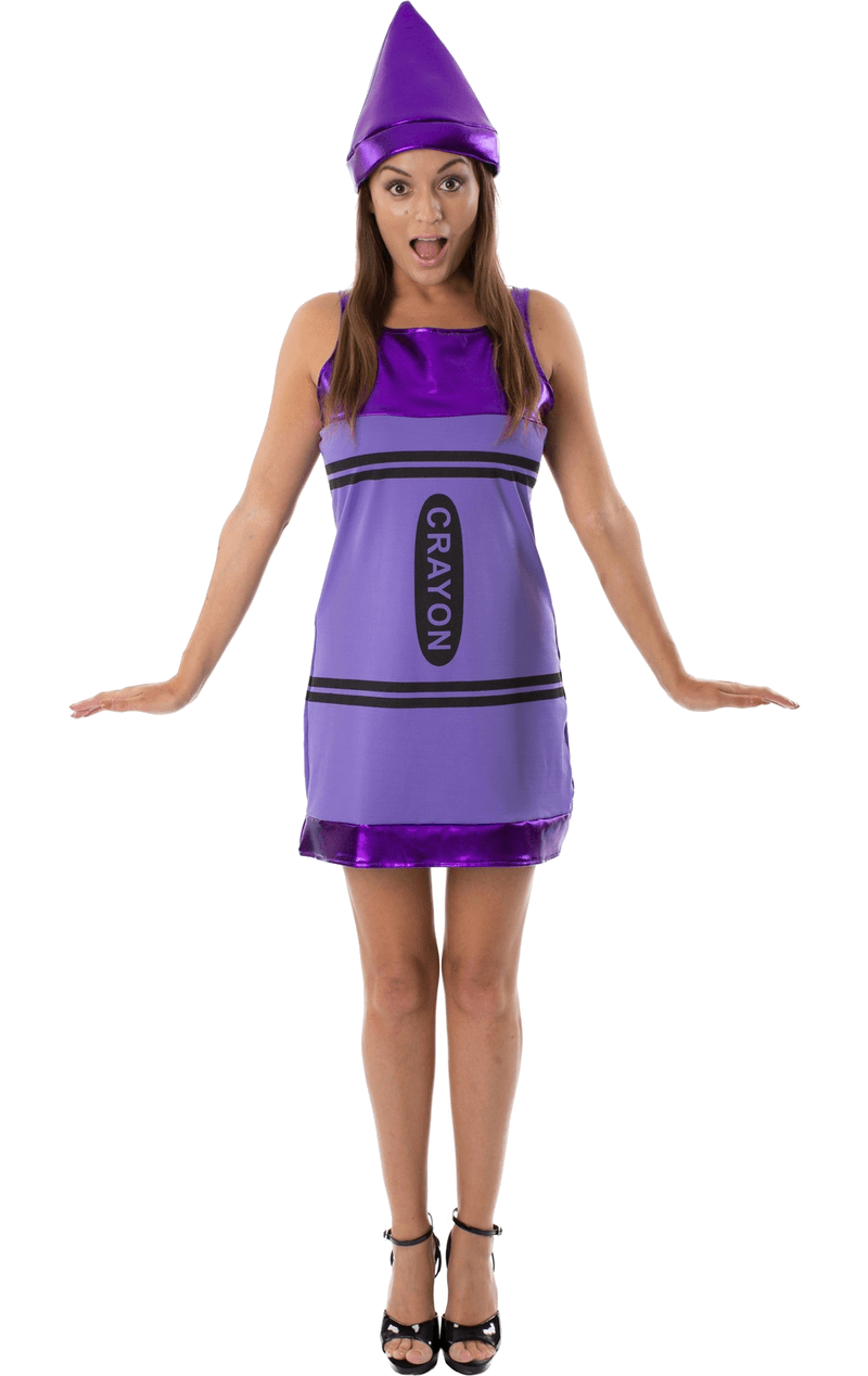 Womens Purple Crayon Dress Costume