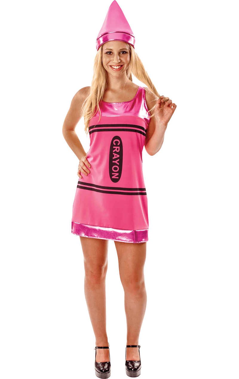 Womens Pink Crayon Dress Costume