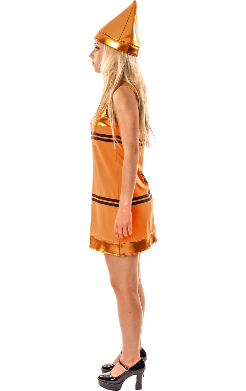 Womens Orange Crayon Dress Costume