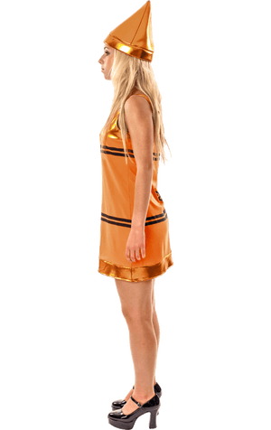 Damen Orange Buntstiftkleid Kostüm