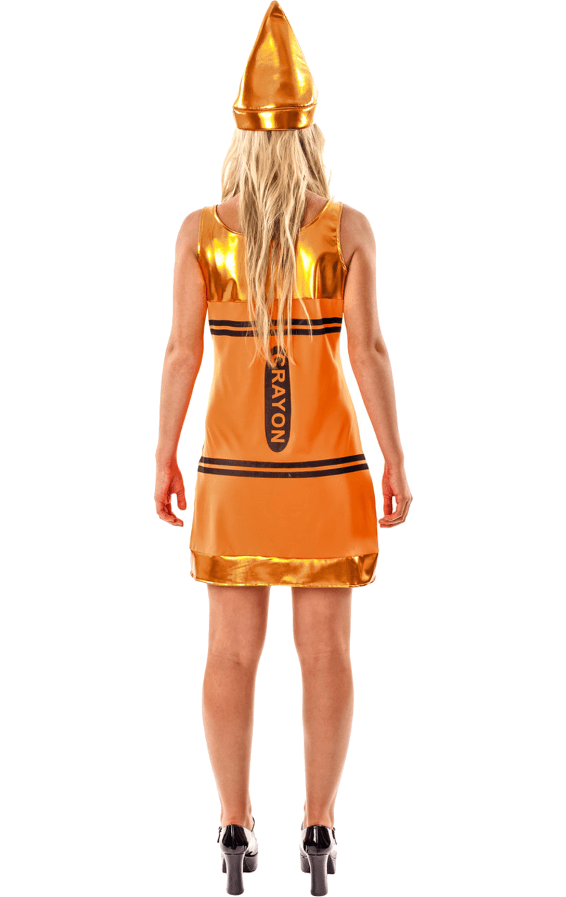 Damen Orange Buntstiftkleid Kostüm