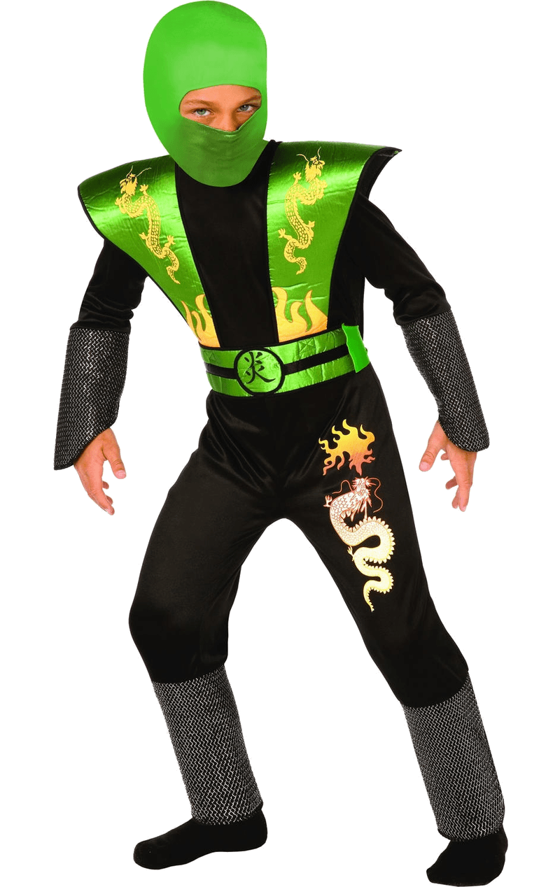 Kinder grünes Ninja -Kostüm