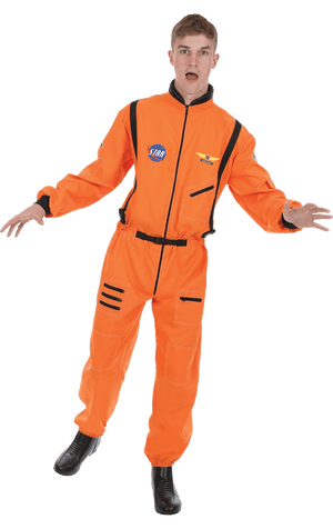 Herren orangefarbener Astronautkostüm