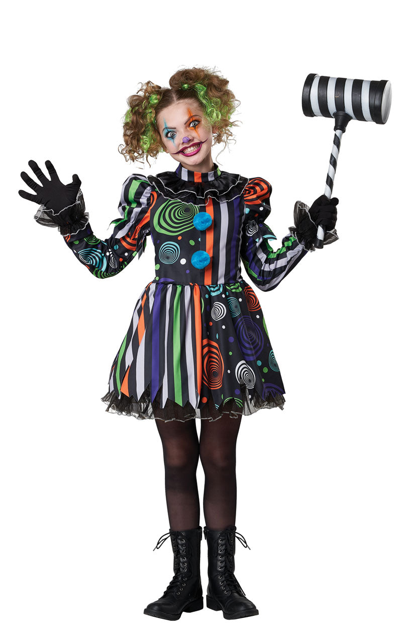 Kids Neon Nightmare Clown Costume