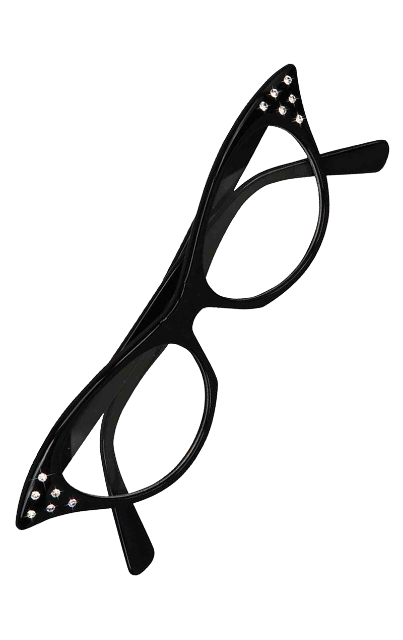 50s Black Rhinestone Glasses