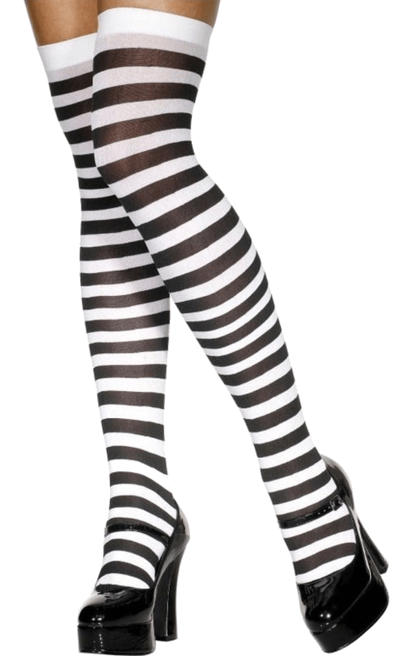 Black & Grey Striped Pantyhose - It's My Party