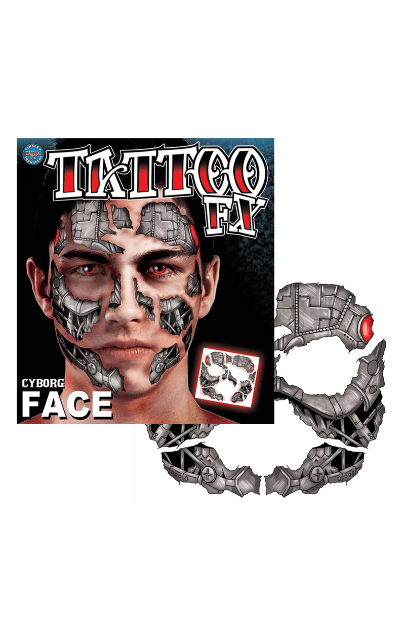 Cyborg Face Tattoo Accessory