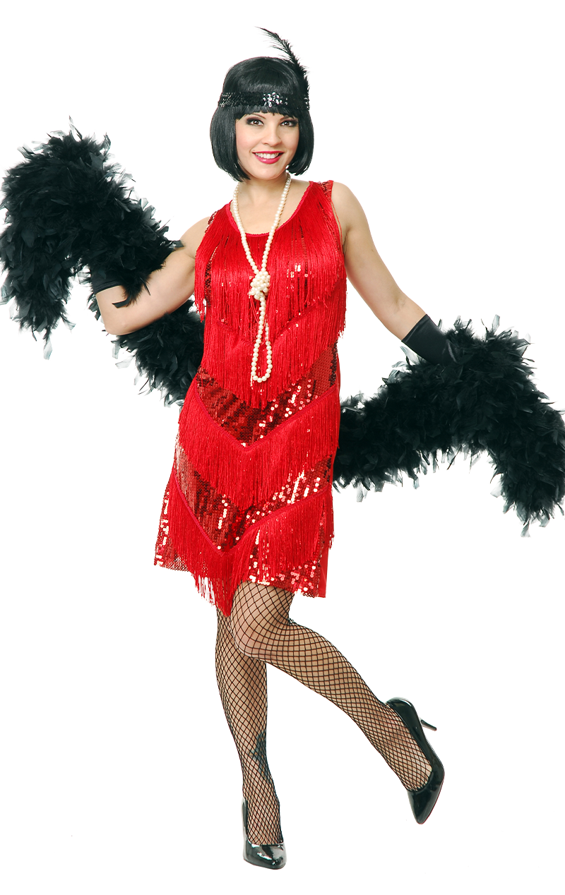 Womens 1920s Jazzy Red Flapper Costume