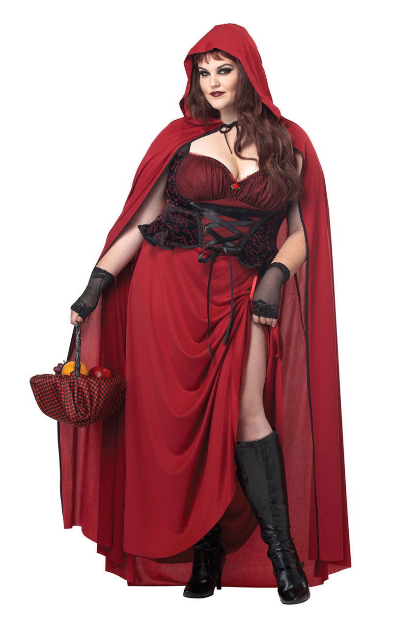 Womens Plus Size Dark Red Riding Hood Costume