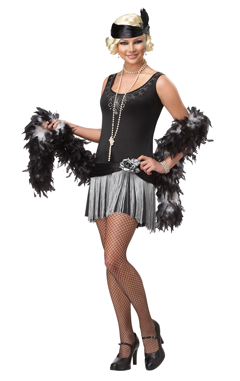 Teen 1920s Black & Silver Flapper Costume
