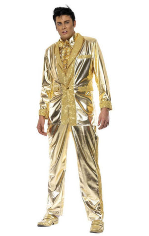 Mens Elvis Presley Gold Suit Costume