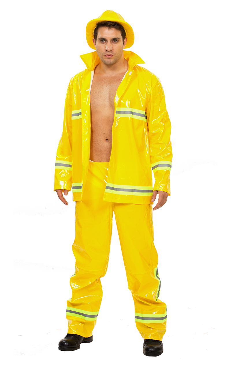 Mens Yellow Fireman Costume