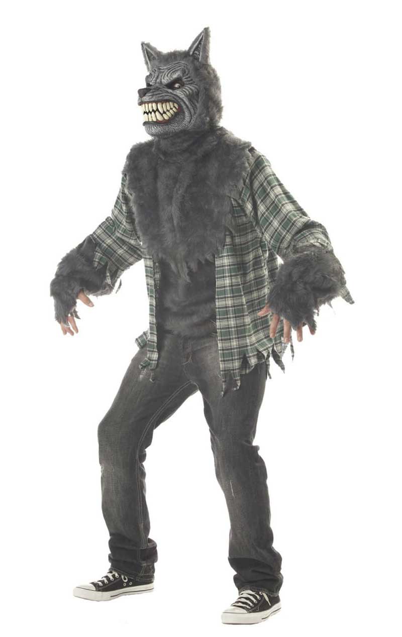 Costume d'Halloween de loup-garou gris pour homme