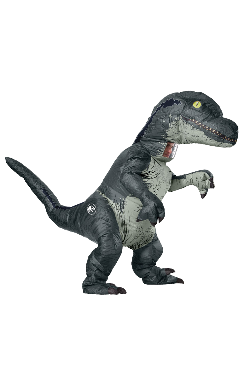 Costume de dinosaure gonflable T-rex Bleu pour adulte