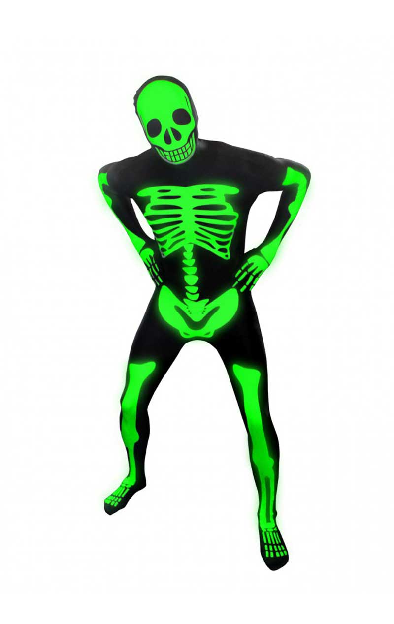Erwachsener leuchtendes Skelett -Morphsuit -Kostüm