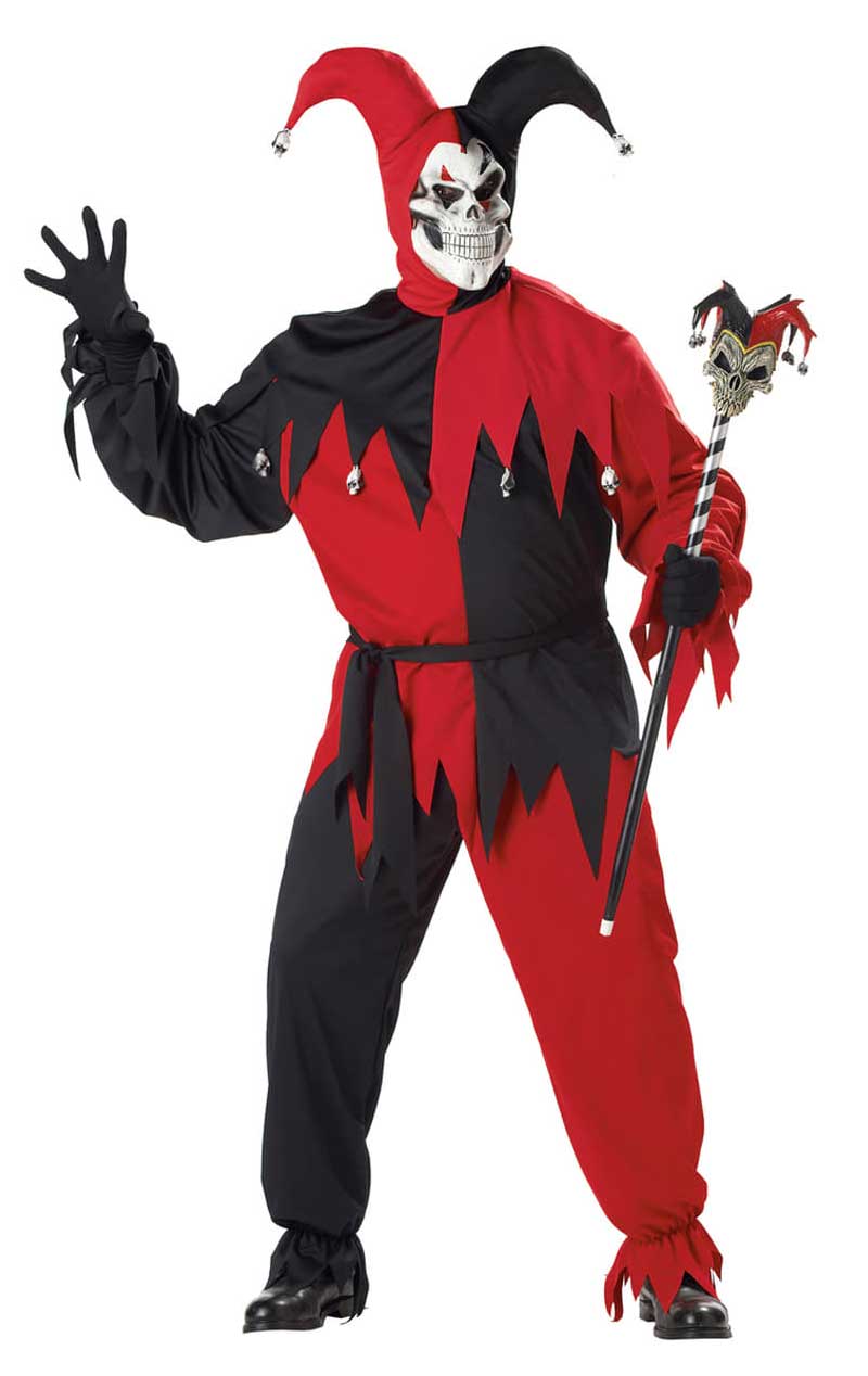 Herren Plus Size Halloween Evil Jester Kostüm