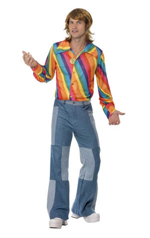 Chemise de couleur arc-en-ciel des années 70 pour hommes