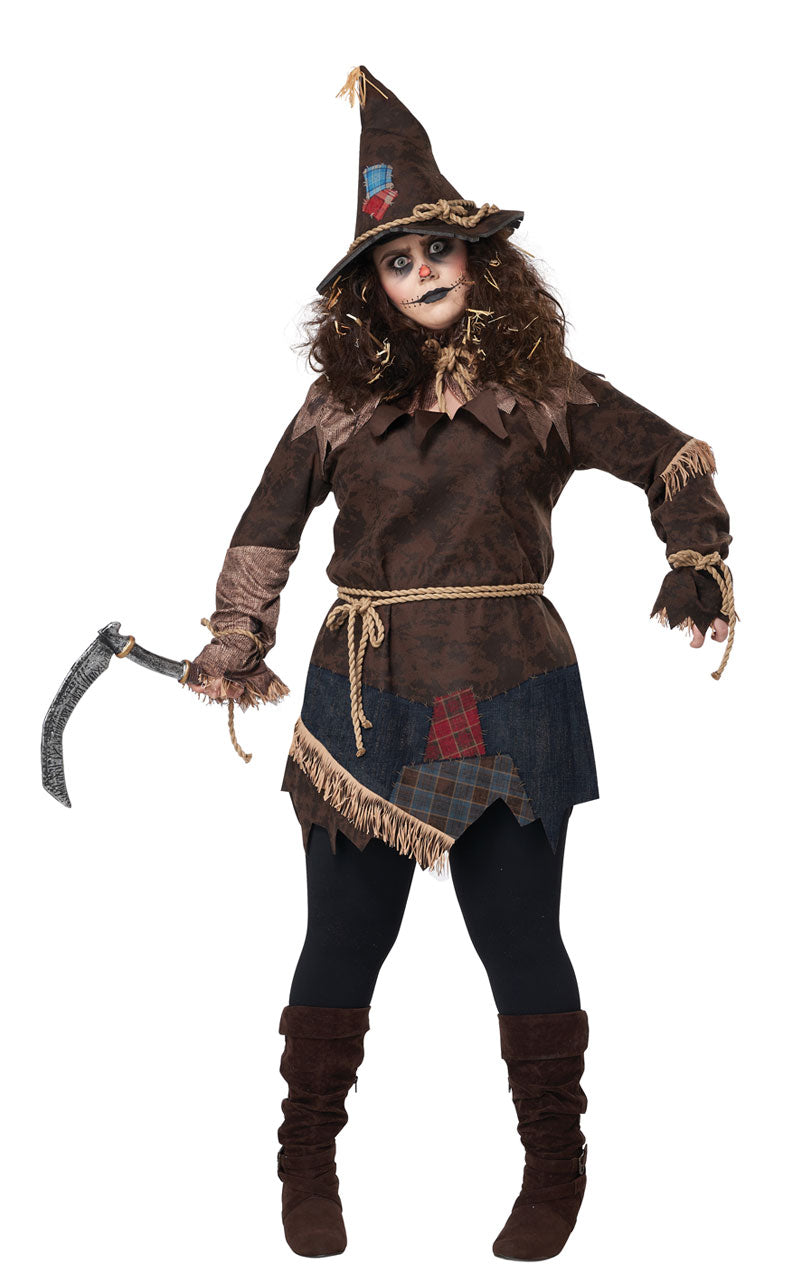 Womens Plus Size Creepy Scarecrow Costume