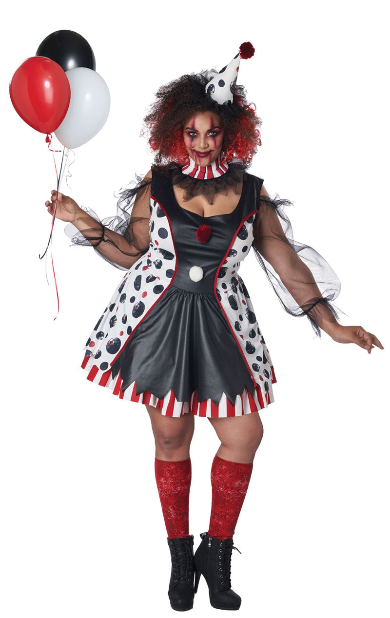 Womens Plus Size Twisted Clown Costume