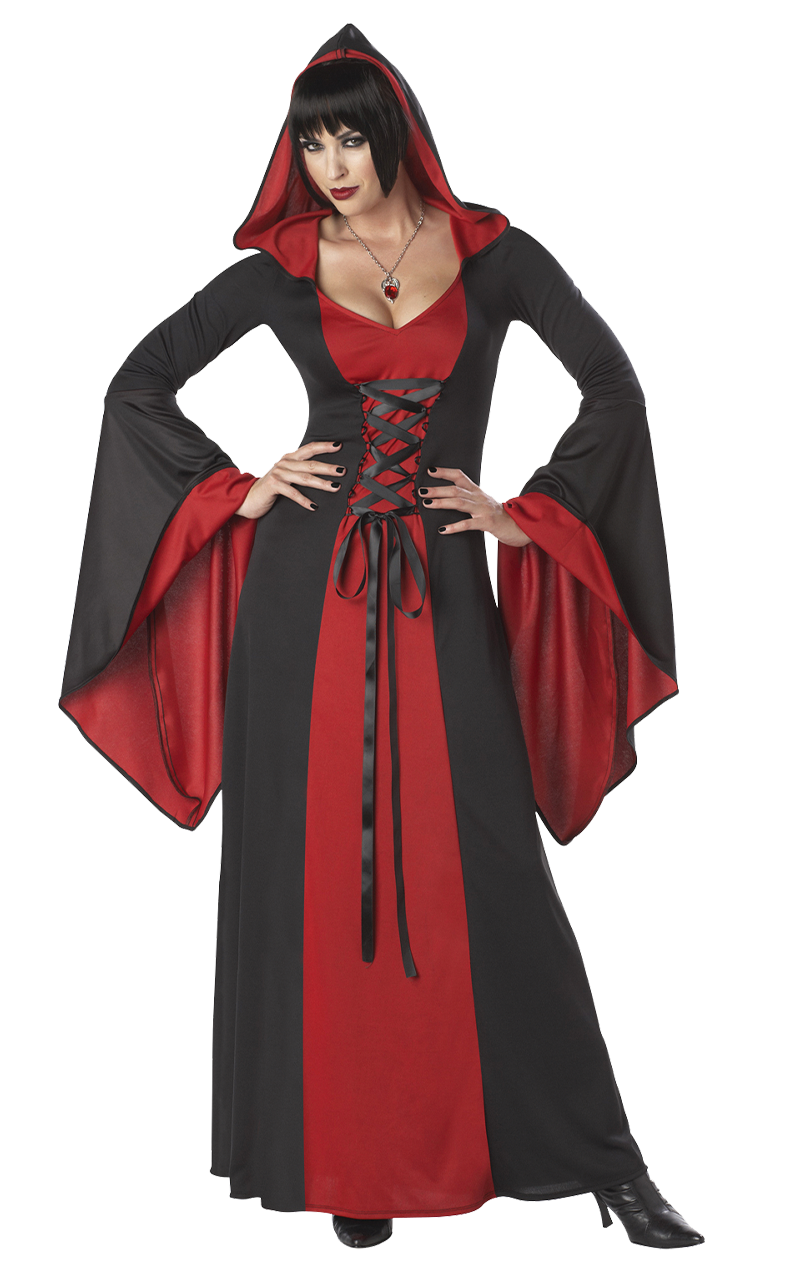 Womens Dark Red Hooded Robe Costume
