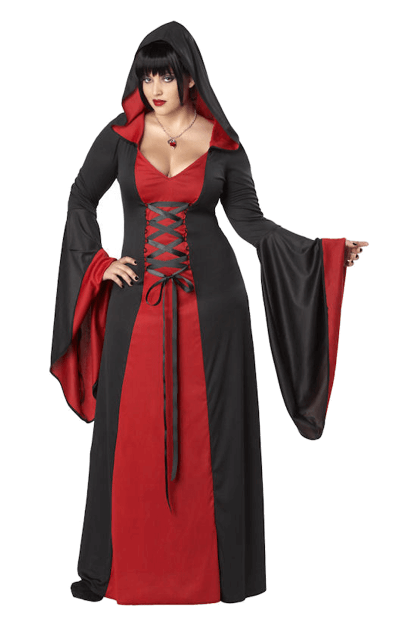 Damen Plus Größe Red Hooded Robe Kostüm