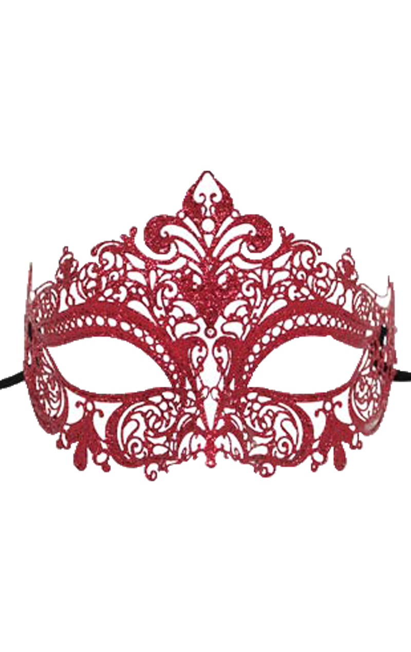 Red Metal Masquerade Facepiece Accessory