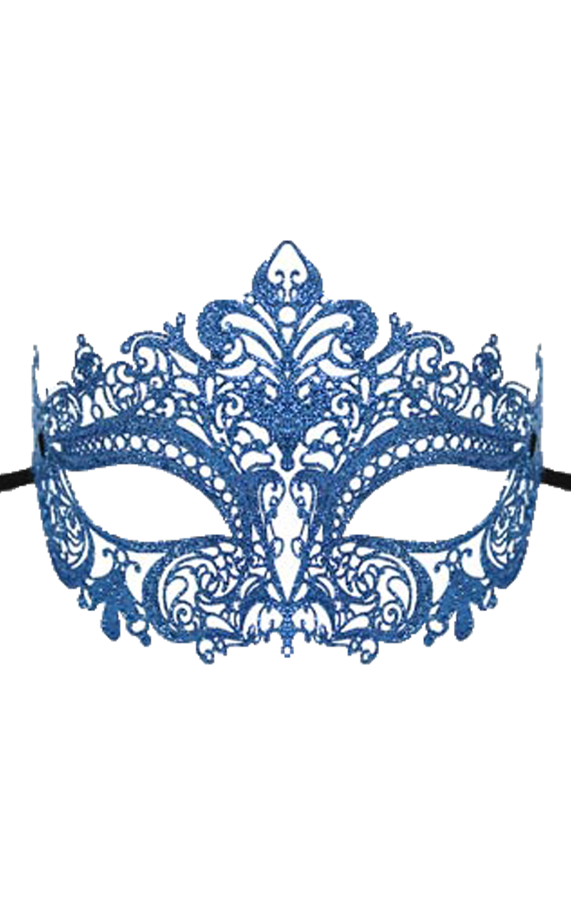 Blue Metal Glitter Masquerade Facepiece Accessory