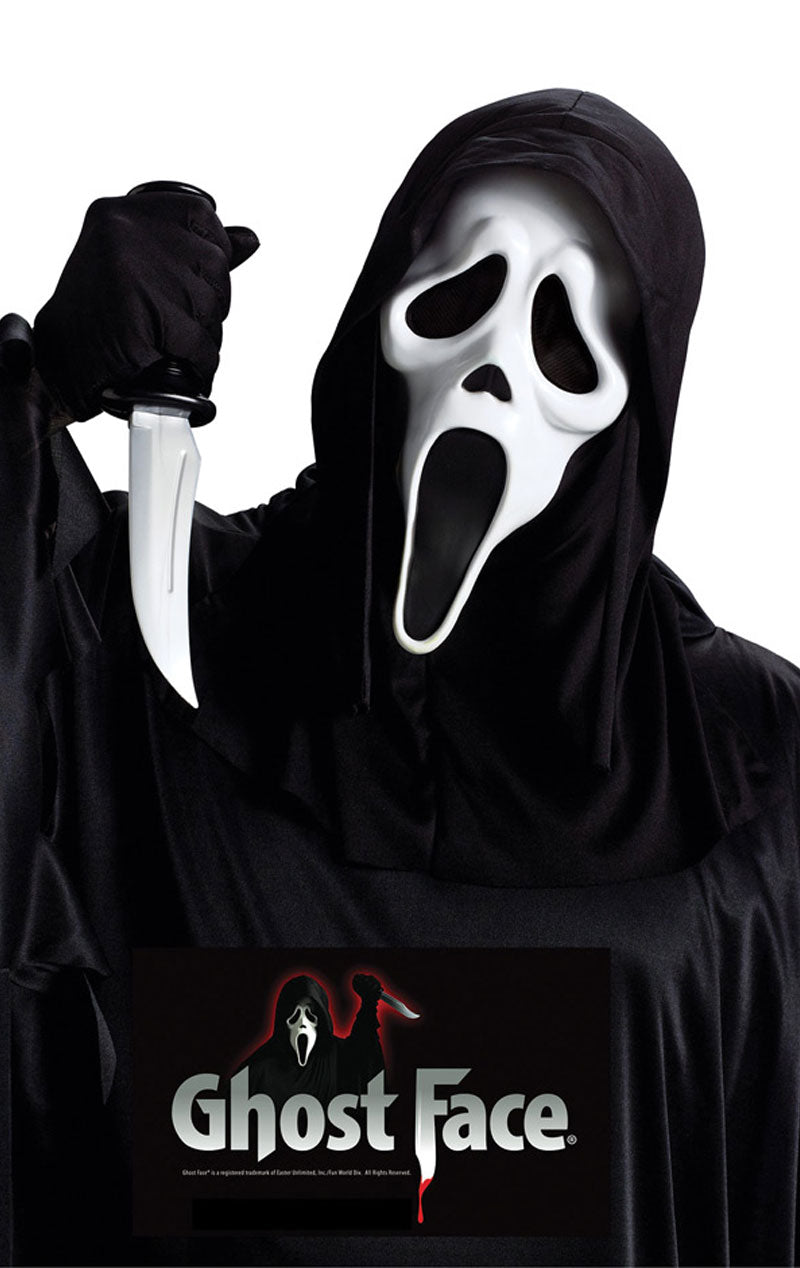 Adult Ghost Face Mask & Knife Set - Fancydress.com
