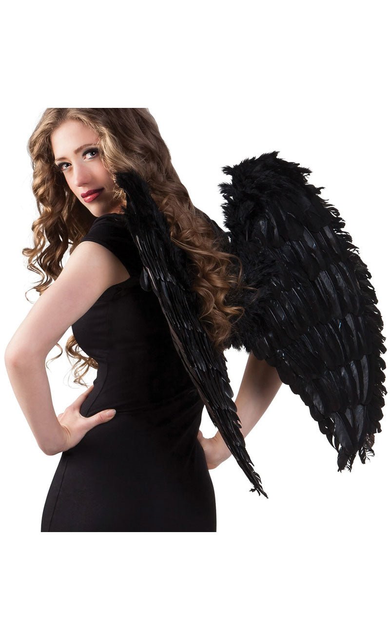 Black Feather Angel Wings Accessory 65cm x 65cm - Fancydress.com
