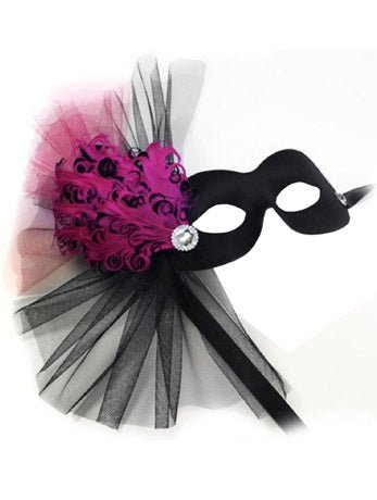 Black & Fuchsia Masquerade Facepiece - Fancydress.com