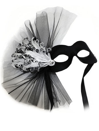 Black & White Masquerade Facepiece - Fancydress.com