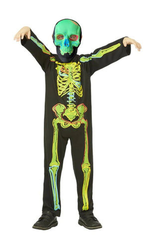Boys Neon Skeleton Glow in the Dark Costume - Fancydress.com