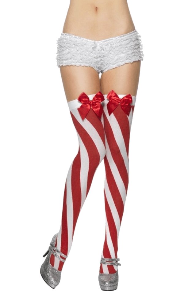 Candy Stripe Thigh High Stockings Accessory - Fancydress.com