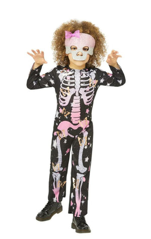 Childrens Skeleton Rose Gold Sparkle Costume - Fancydress.com