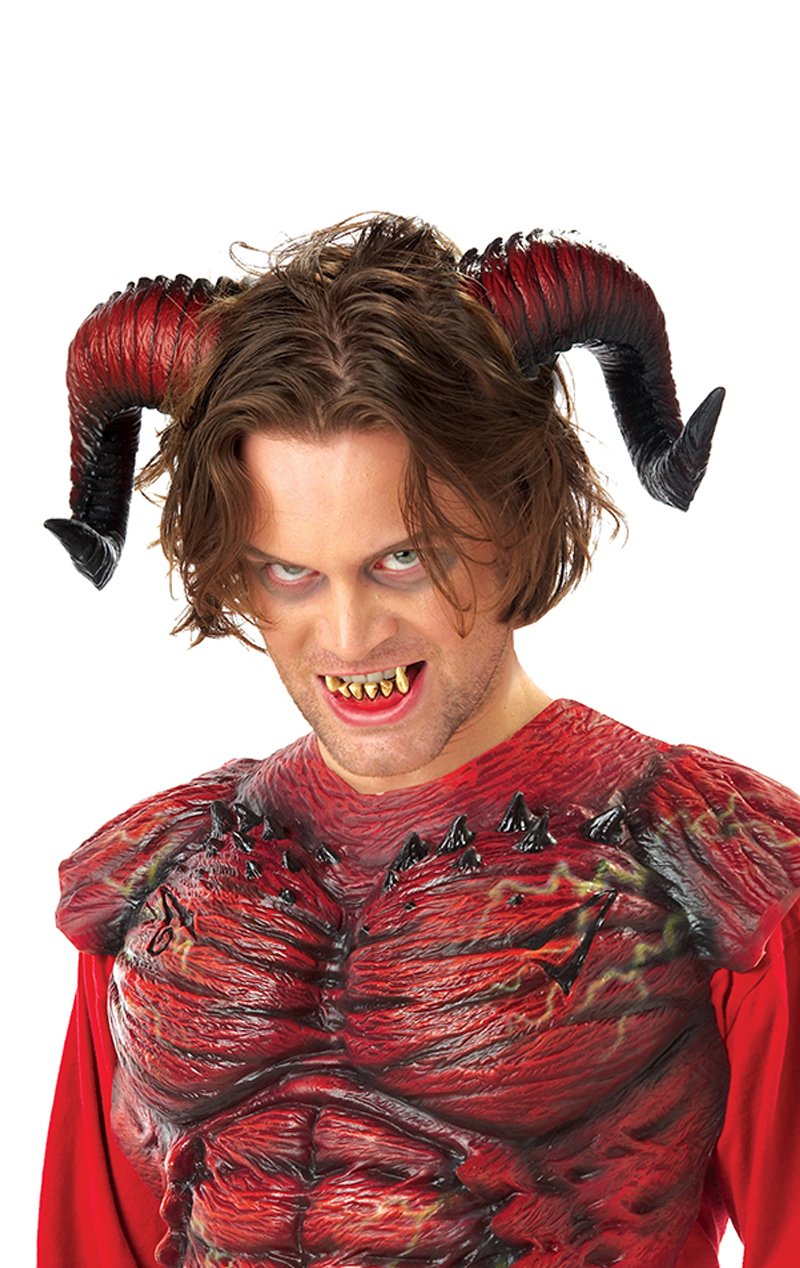 Demon Horns with Teeth Set - Fancydress.com