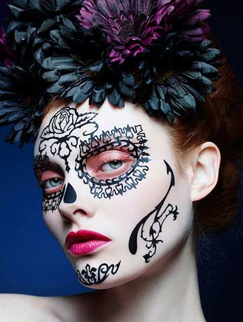Face Lace Rosa Skull - Fancydress.com