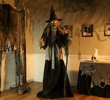 Lunging Witch Animated Halloween Decoration - Fancydress.com