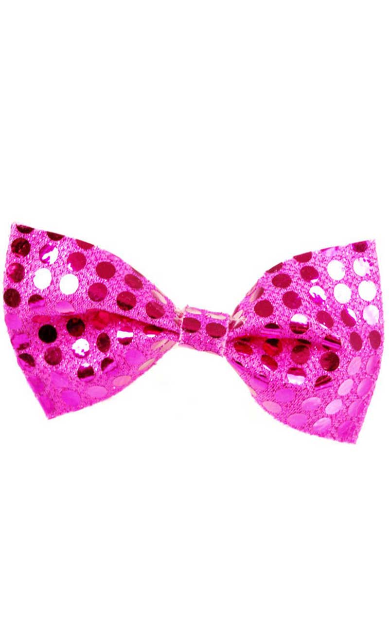 Pink Sequin Bow Tie - Fancydress.com