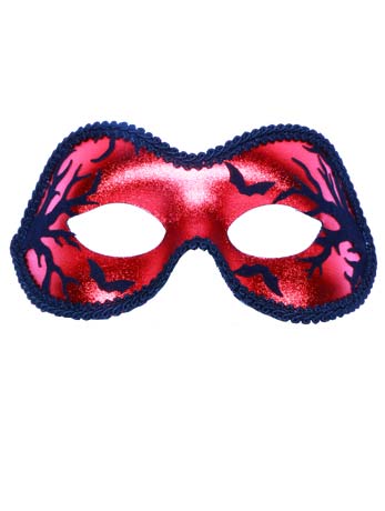 Red Masquerade Facepiece with Bats Accessory - Fancydress.com