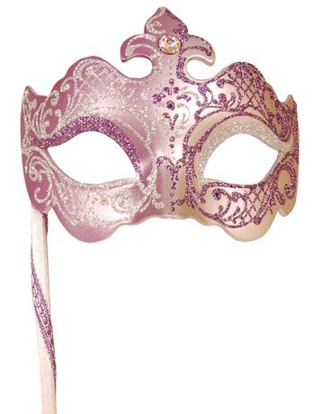 Silver/Pink Venetian Masquerade Facepiece - Fancydress.com
