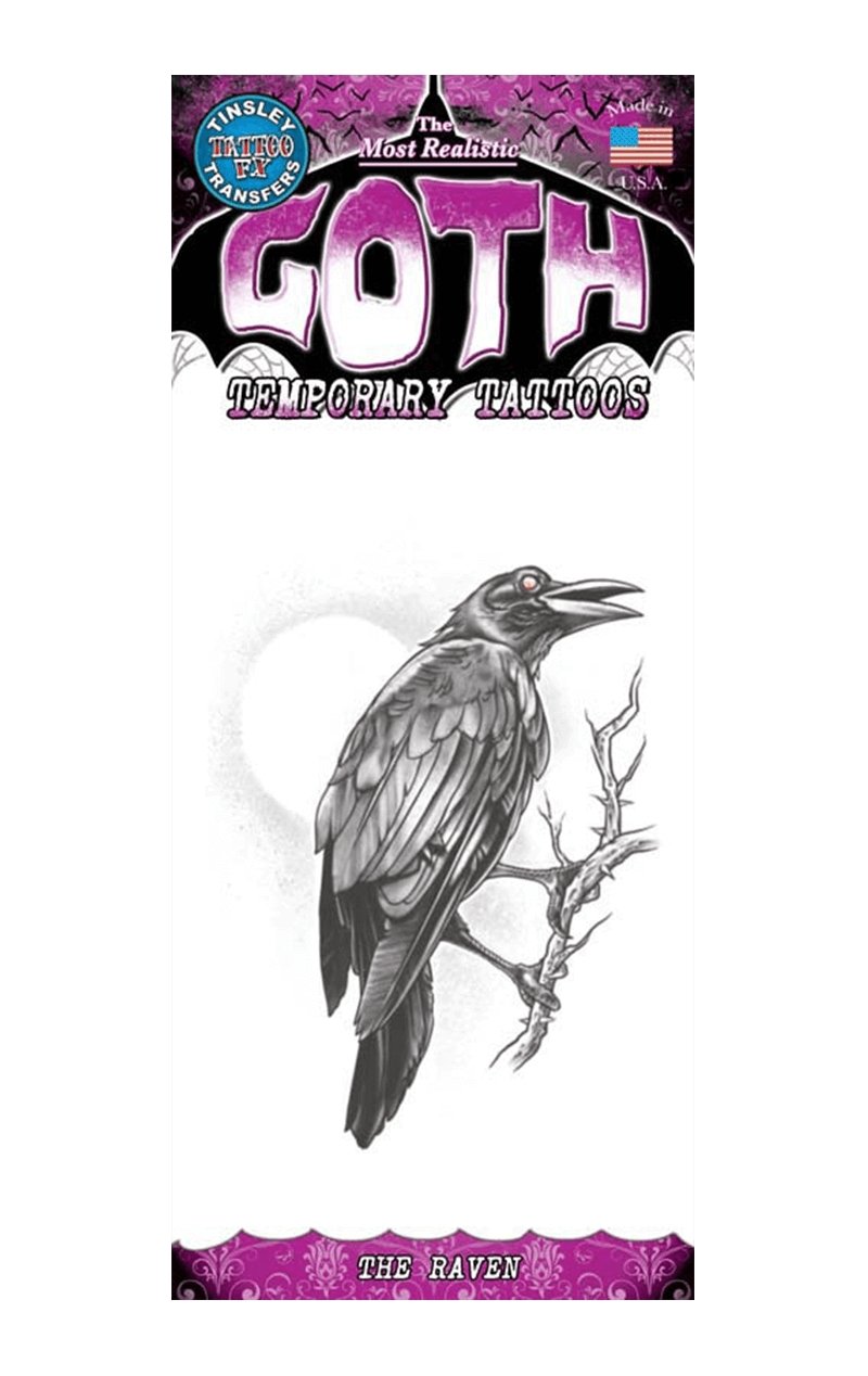 The Raven Goth Tattoo Accessory - Fancydress.com