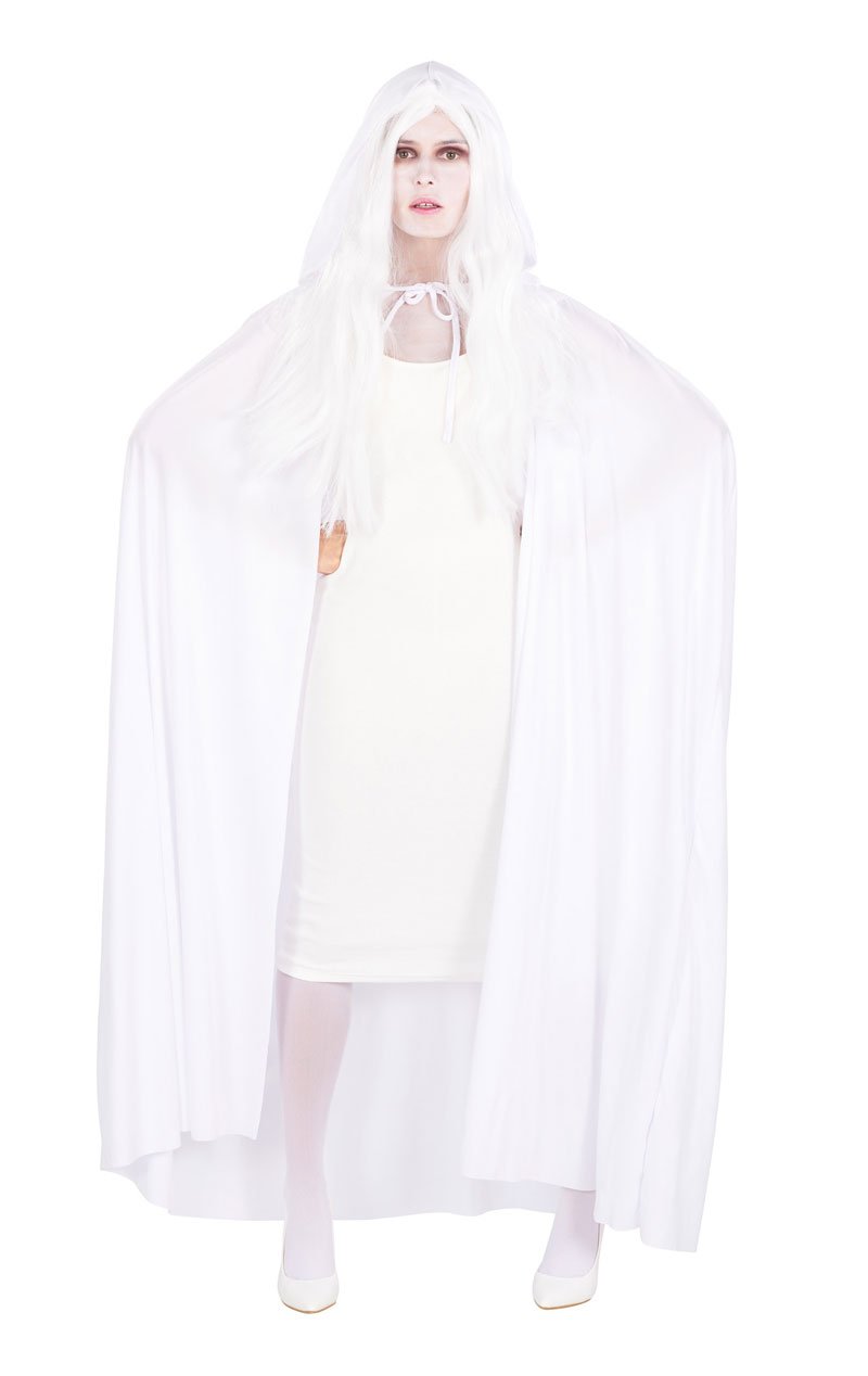 Unisex White Hooded Cape - Fancydress.com