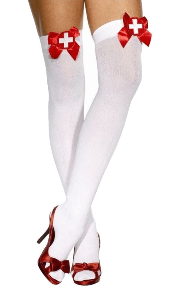 White Nurse Stockings Accessory - Fancydress.com