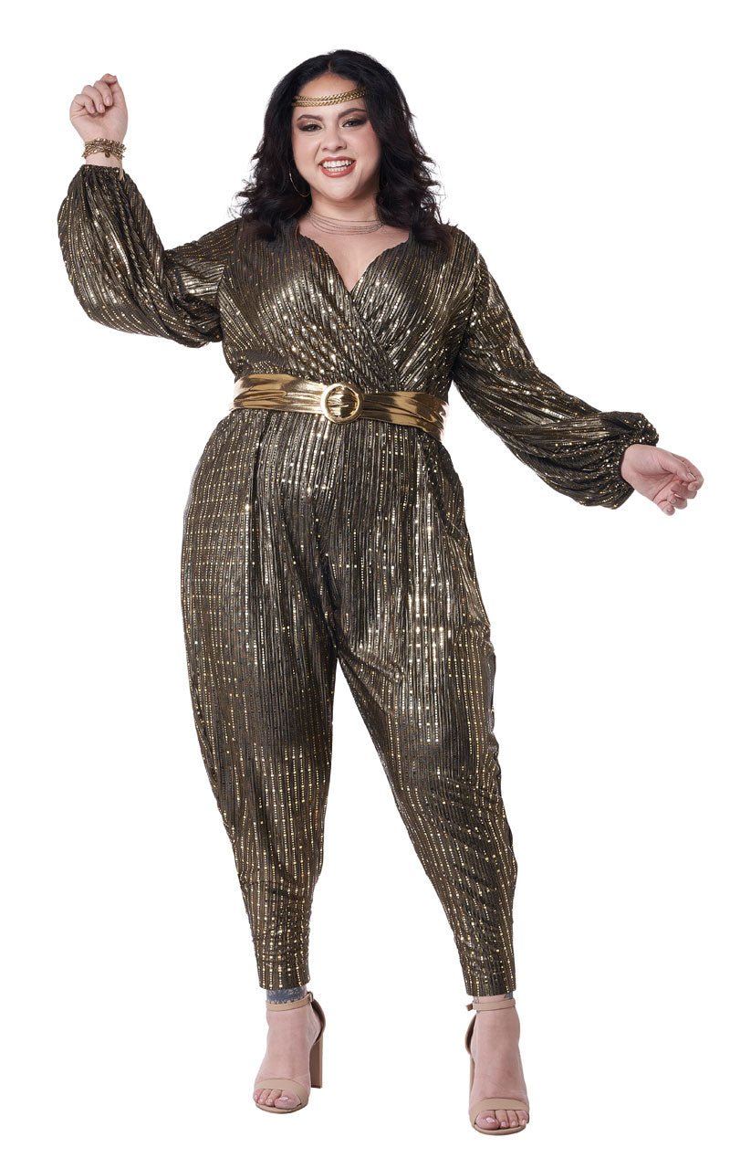 Womens Gold Disco Queen Plus Size Costume - Fancydress.com
